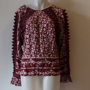 NWT A LA PLAGE CROCHET BALL EMBELLISHED TOP L *